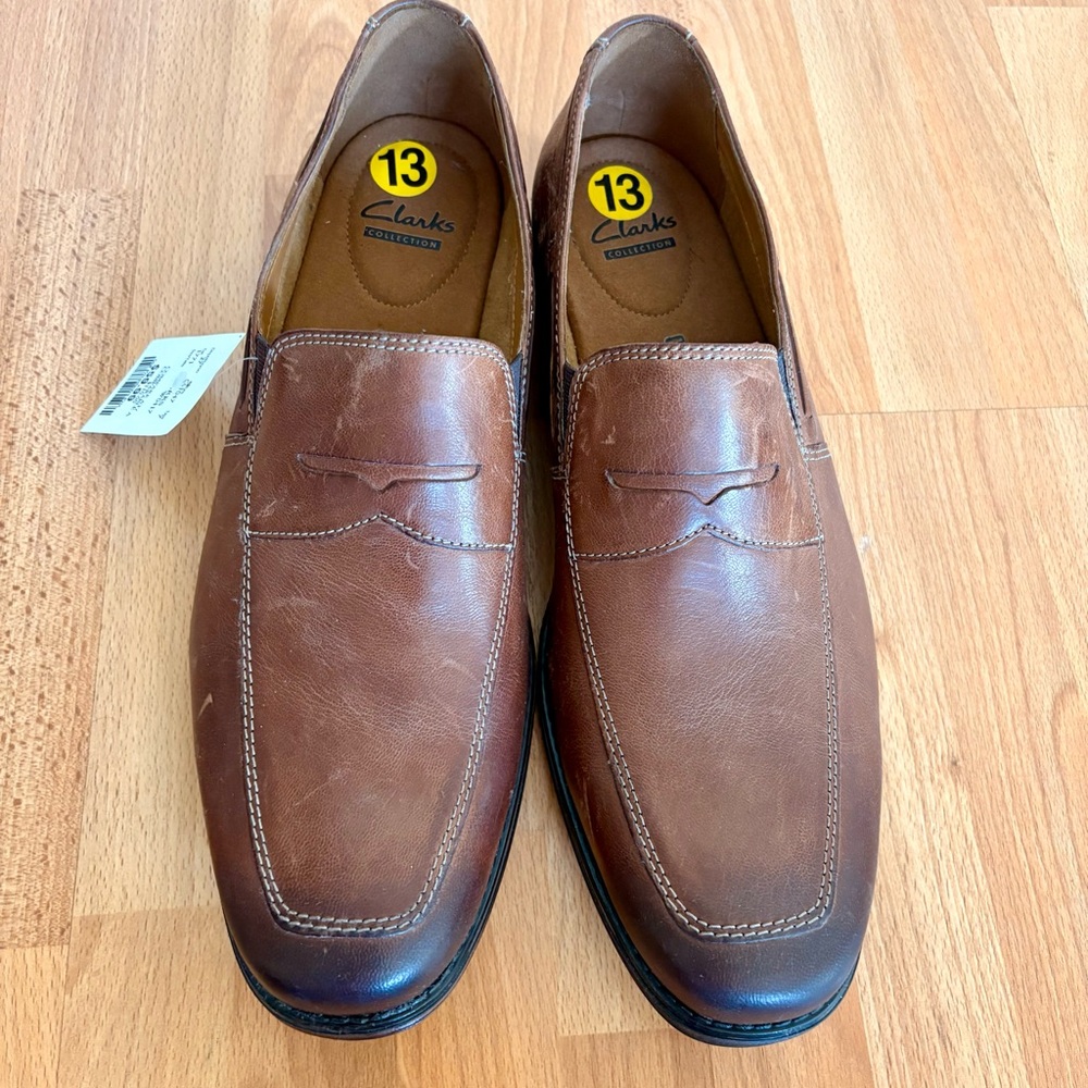 Clarks Men's Brown Leather Slip-On Loafers